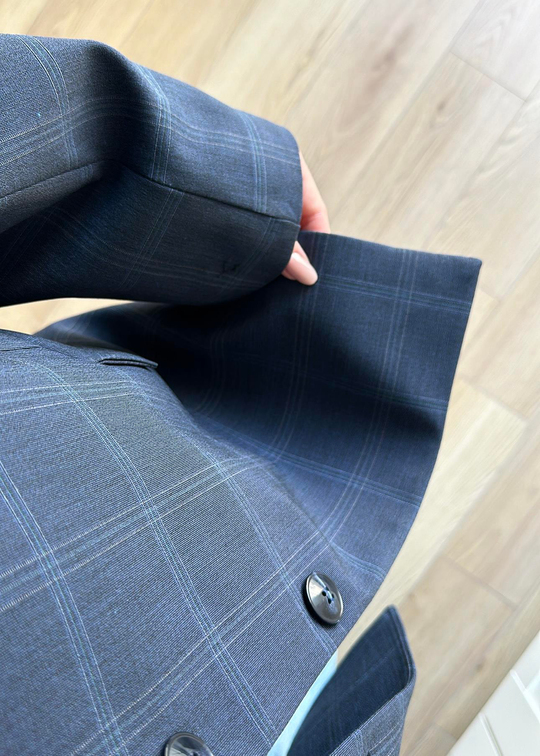 Ekoseli Oversize Ceket LACİVERT