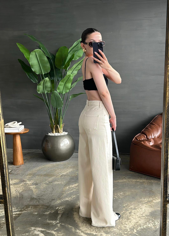 Ekstra Geniş Paça Jean NUDE