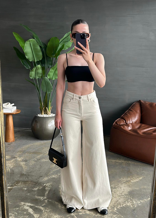 Ekstra Geniş Paça Jean NUDE