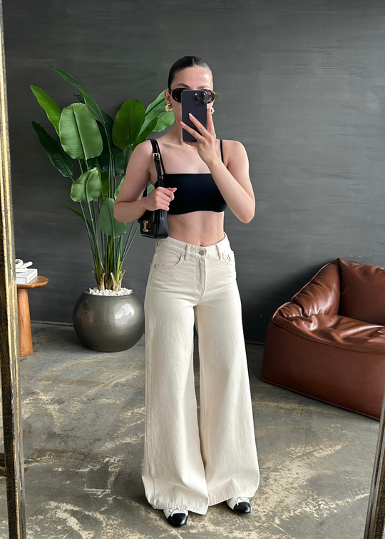 Ekstra Geniş Paça Jean NUDE