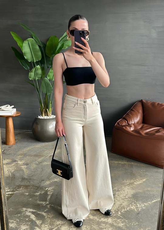 Ekstra Geniş Paça Jean NUDE