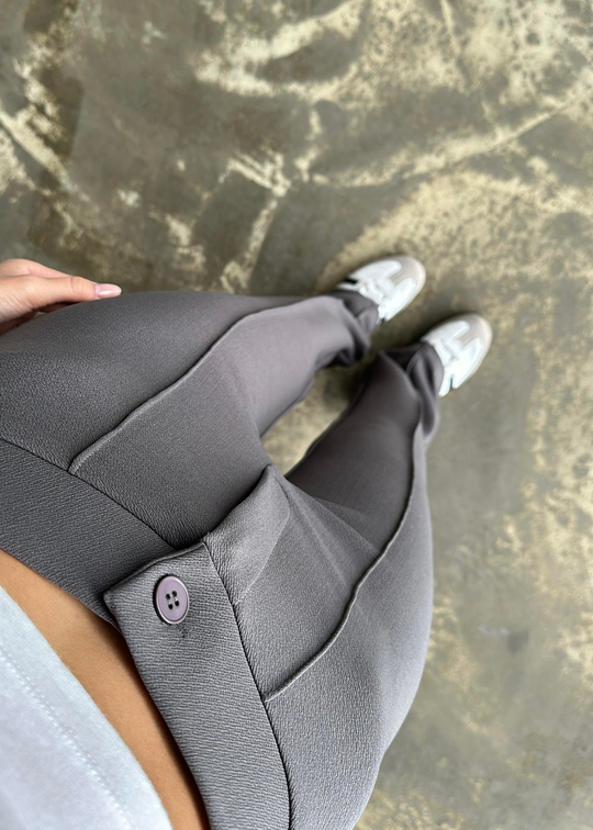 Enine Boyuna Likralı Pantolon FÜME