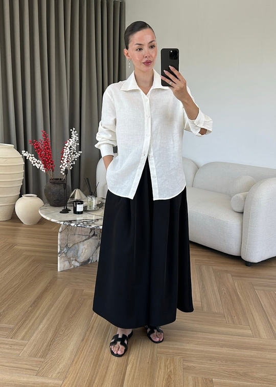 Etekli Krep Pantolon SİYAH
