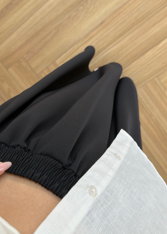 Etekli Krep Pantolon SİYAH