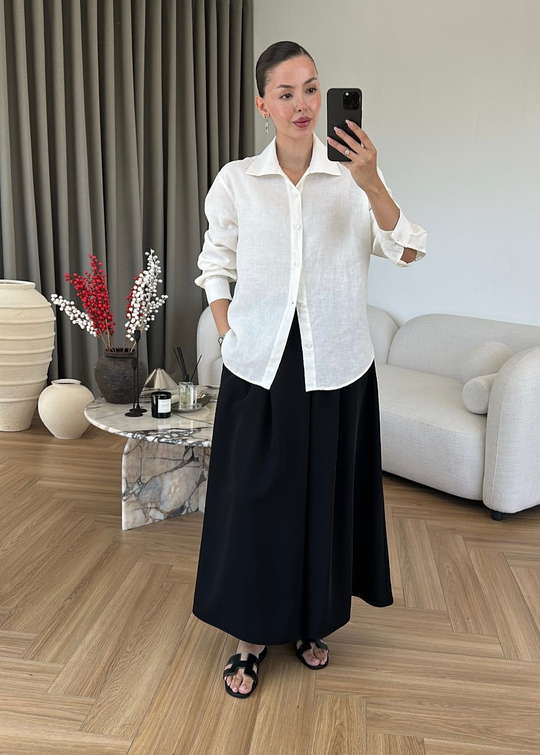 Etekli Krep Pantolon SİYAH