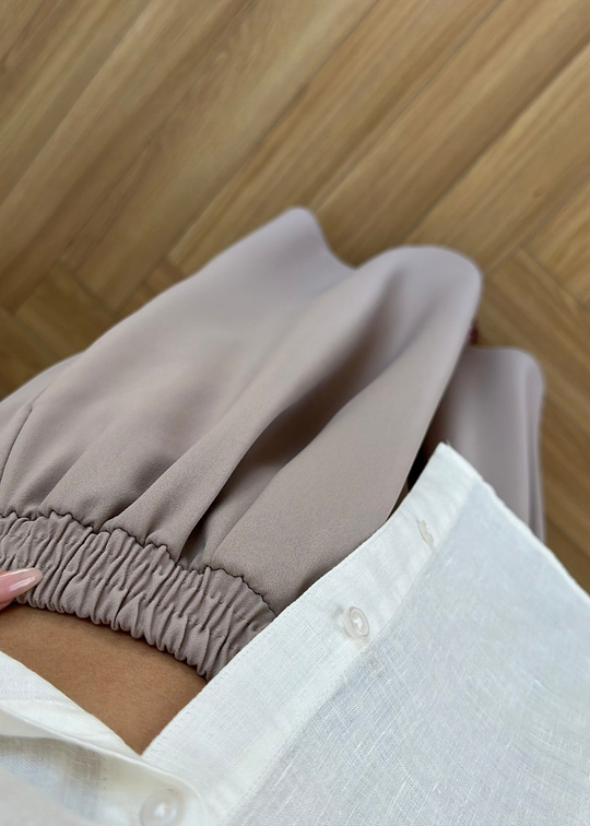 Etekli Krep Pantolon VİZON
