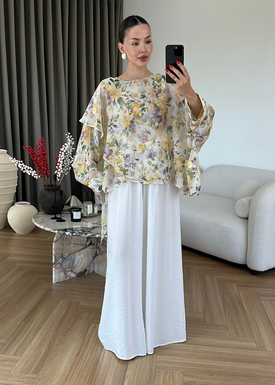 Floreo Çiçek Transparan Gömlek RENKLİ