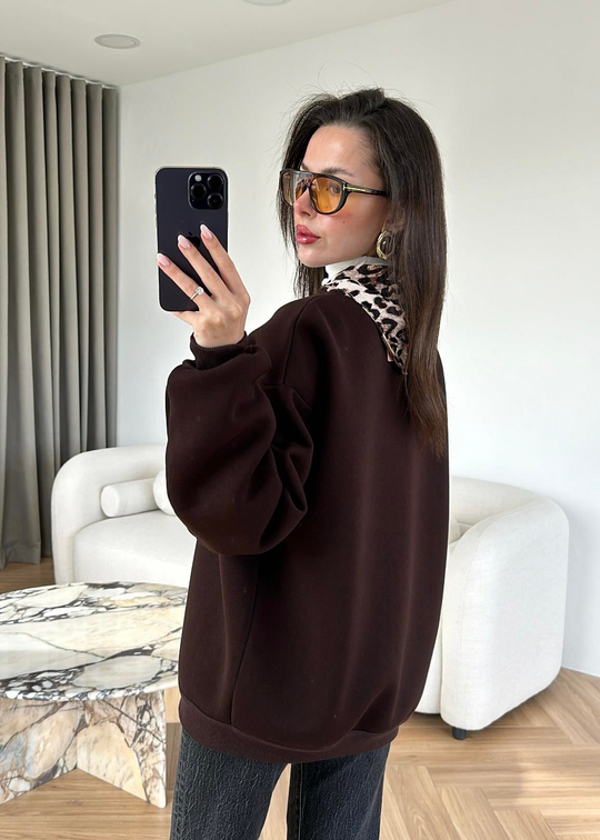Fular Detaylı Sweatshirt ACI KAHVE
