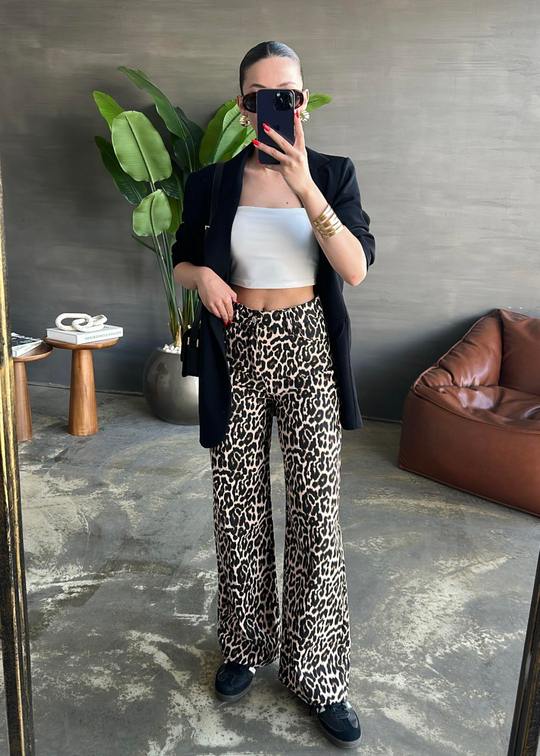 Geniş Paçalı Leopar Jean RENKLİ