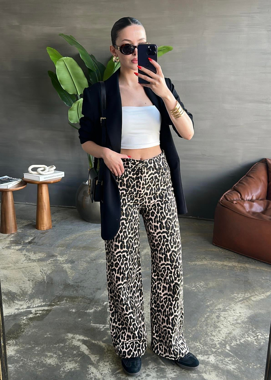 Geniş Paçalı Leopar Jean RENKLİ