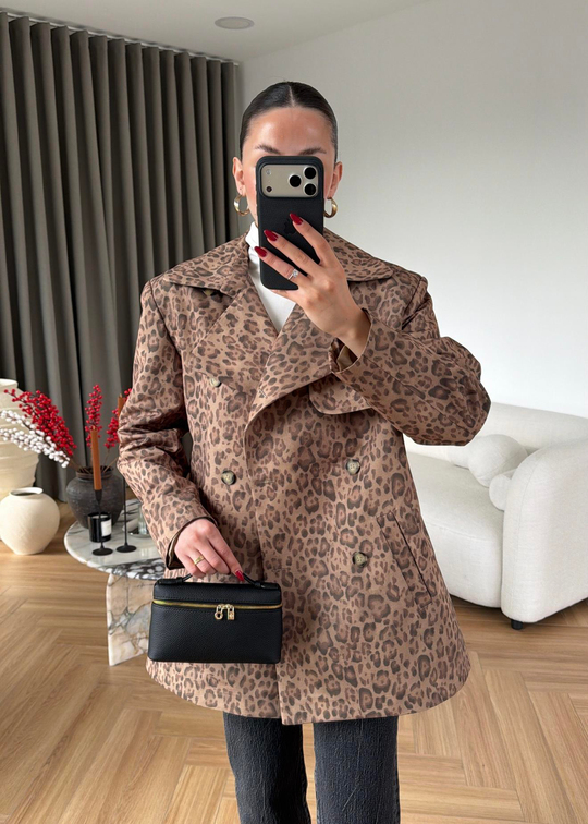 Glov Leopar Desenli Trençkot RENKLİ
