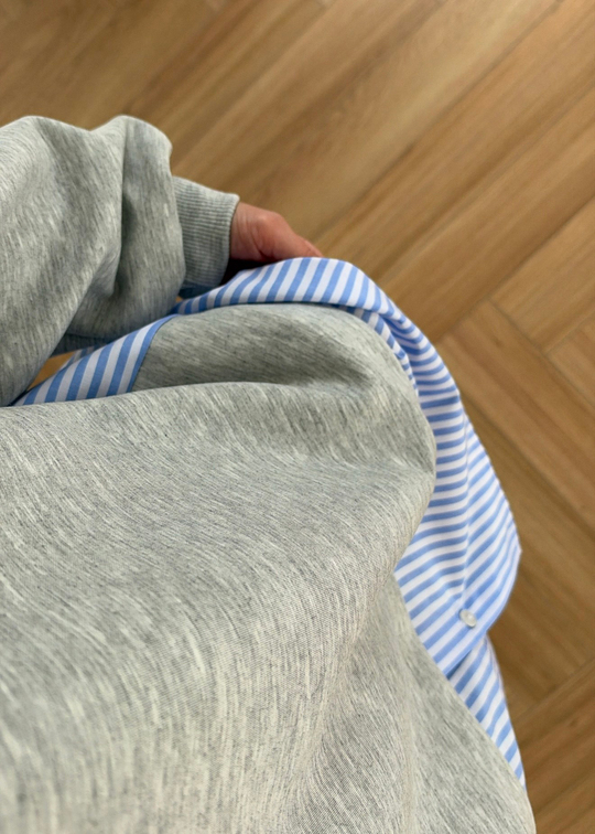 Gömlek Detaylı Sweatshirt Takım GRİ