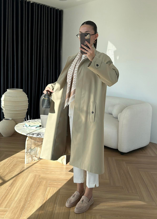 Gömlek Yaka Premium Trençkot BEJ