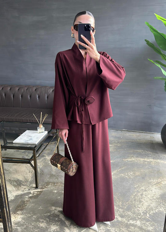 Gül Broşlu Takım BORDO