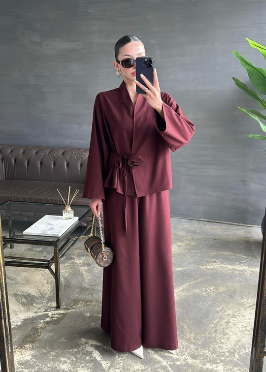 Gül Broşlu Takım BORDO