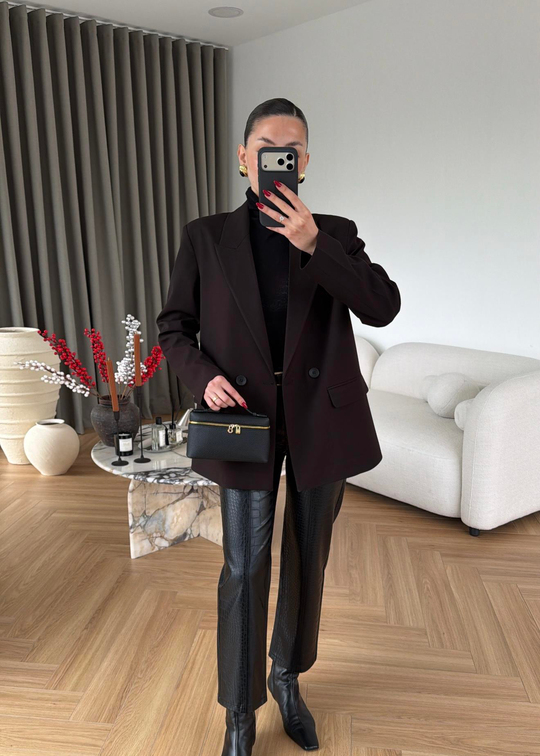 İki Düğmeli Dilvin Blazer ACI KAHVE