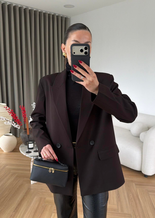İki Düğmeli Dilvin Blazer ACI KAHVE
