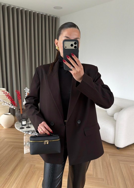 İki Düğmeli Dilvin Blazer ACI KAHVE