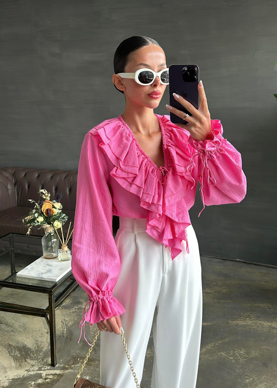 İsveç Fıırfırlı Gömlek PEMBE