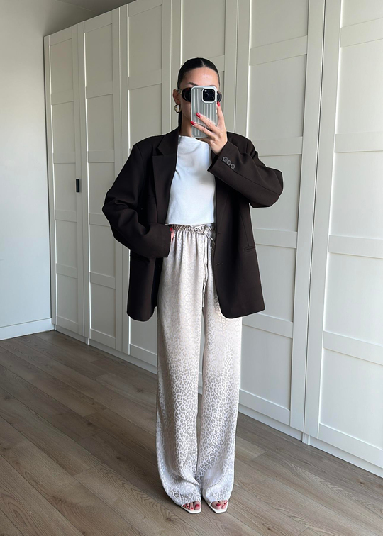 Jakarlı Leopar Pantolon BEJ
