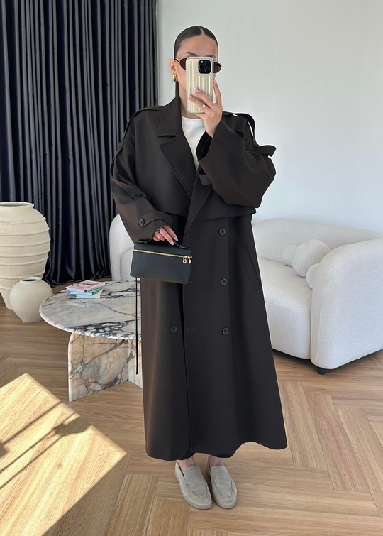 James Premium Oversize Trençkot ACI KAHVE
