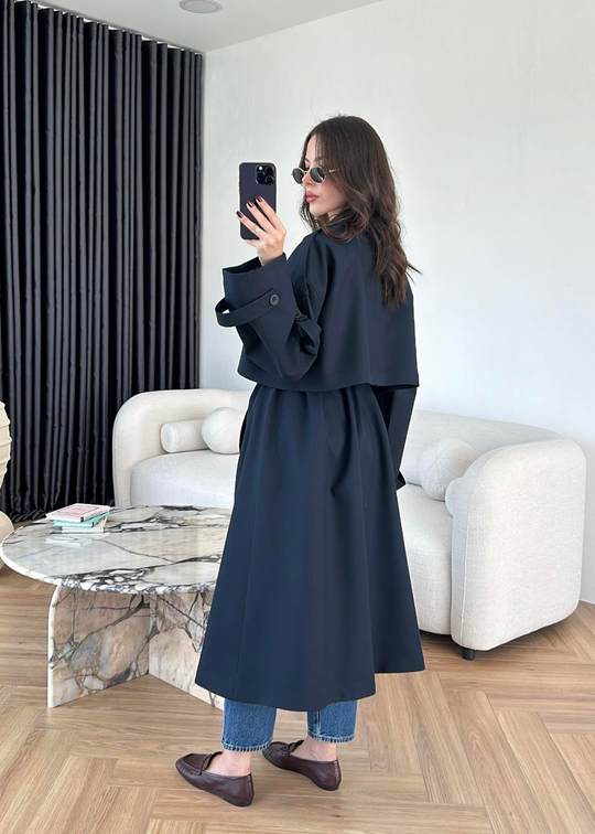 James Premium Oversize Trençkot LACİVERT