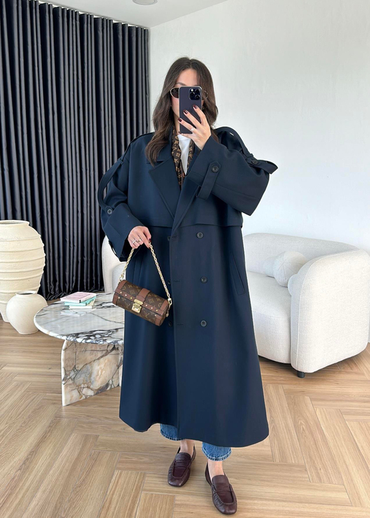 James Premium Oversize Trençkot LACİVERT