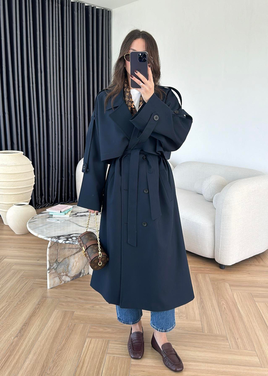 James Premium Oversize Trençkot LACİVERT