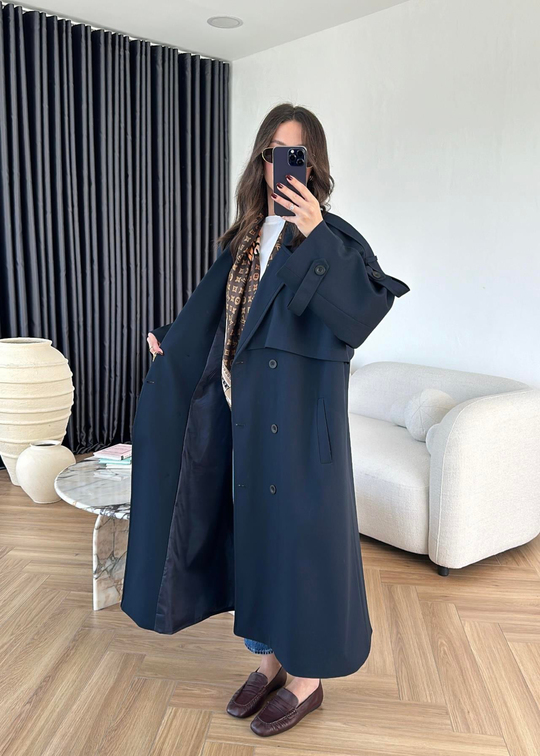 James Premium Oversize Trençkot LACİVERT