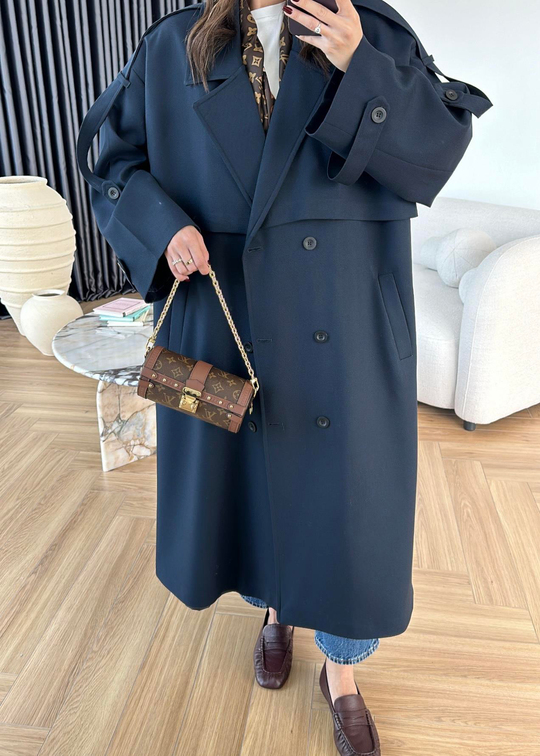 James Premium Oversize Trençkot LACİVERT