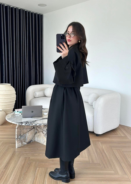 James Premium Oversize Trençkot SİYAH