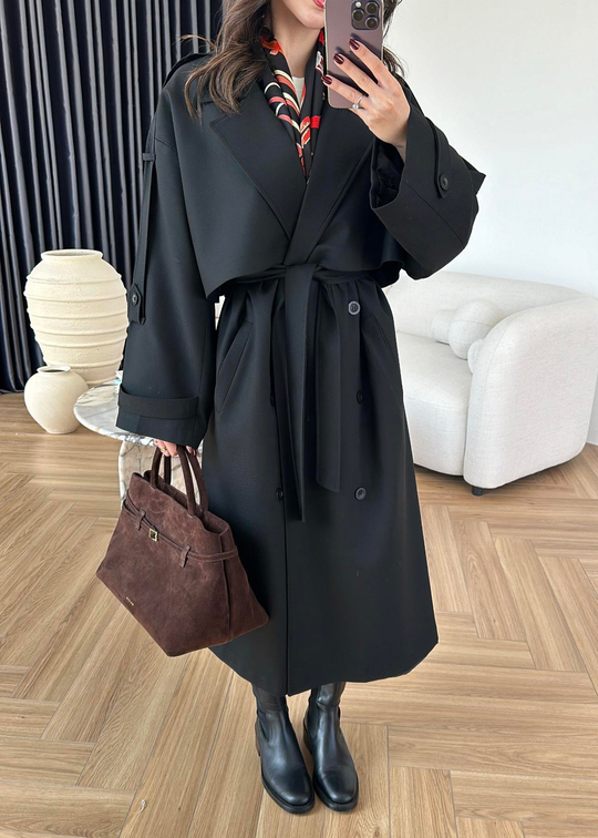 James Premium Oversize Trençkot SİYAH
