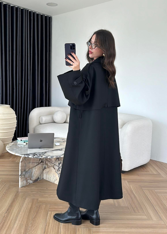 James Premium Oversize Trençkot SİYAH
