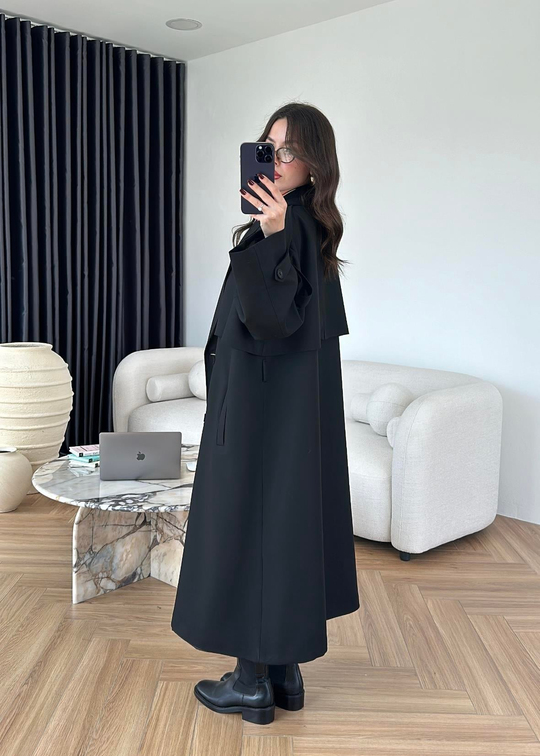 James Premium Oversize Trençkot SİYAH