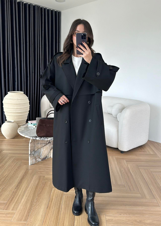 James Premium Oversize Trençkot SİYAH