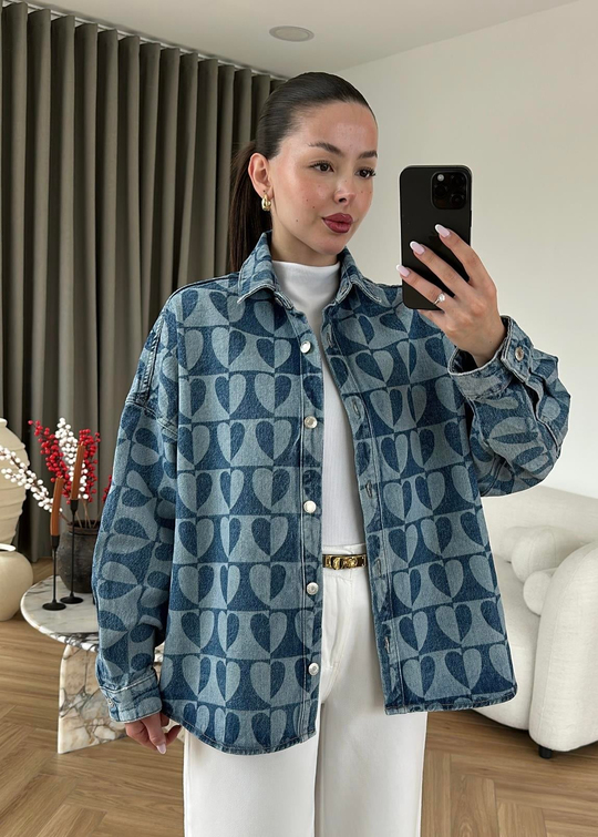 Kalpli Denim Ceket MAVİ