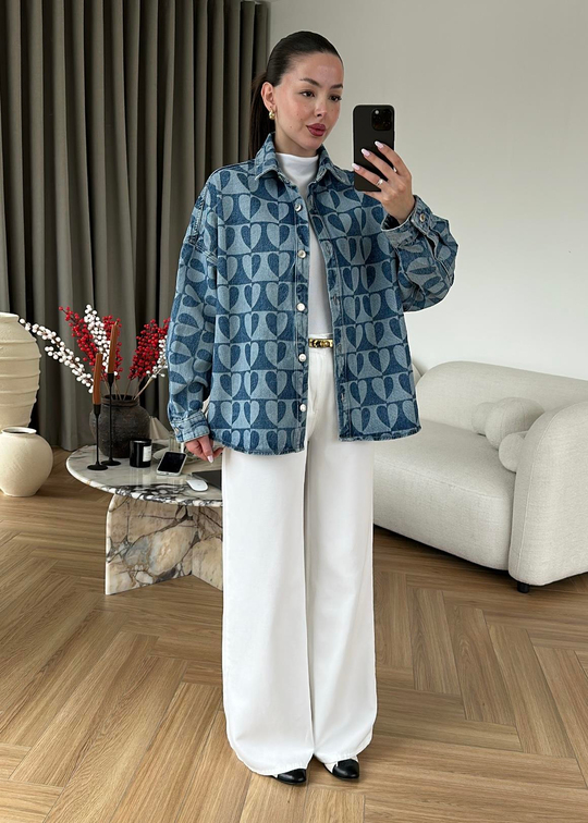 Kalpli Denim Ceket MAVİ