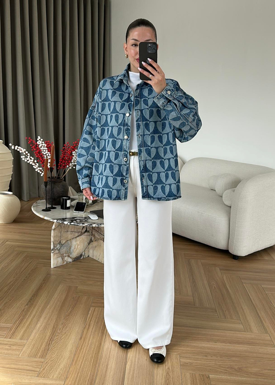 Kalpli Denim Ceket MAVİ
