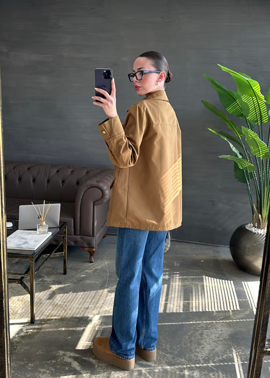 Kapak Cepli Parka Trençkot CAMEL
