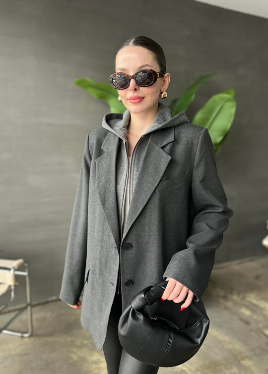 Kapüşon Detaylı Blazer ANTRASİT