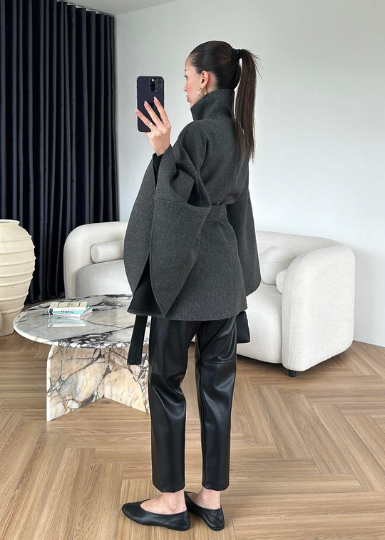 Kaşe Bağlamalı Panço ANTRASİT