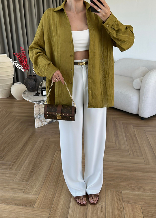Katerina Rahat Gömlek YAĞ YEŞİLİ