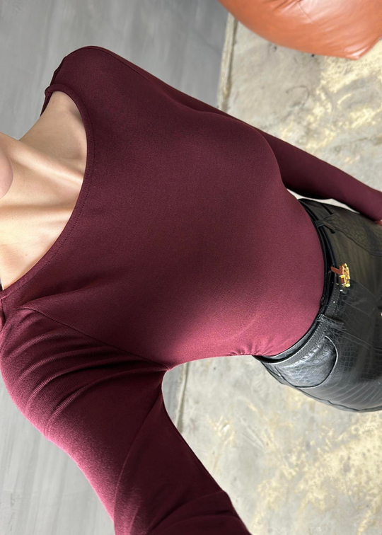 Kayık Yaka Dilvin Bluz BORDO