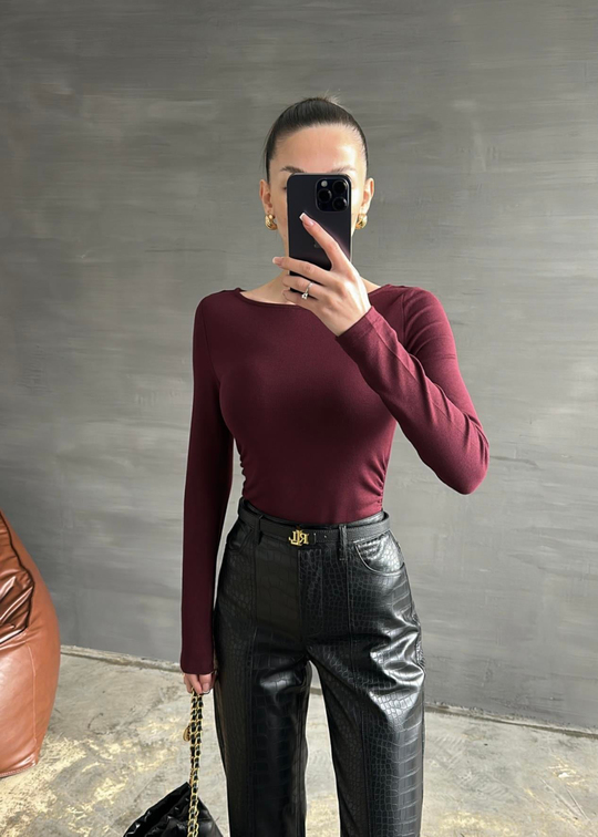 Kayık Yaka Dilvin Bluz BORDO