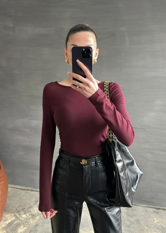 Kayık Yaka Dilvin Bluz BORDO