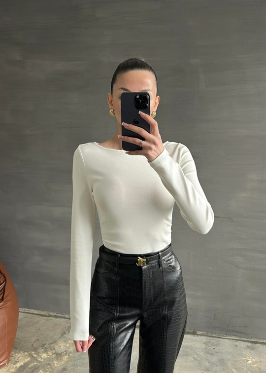 Kayık Yaka Dilvin Bluz EKRU