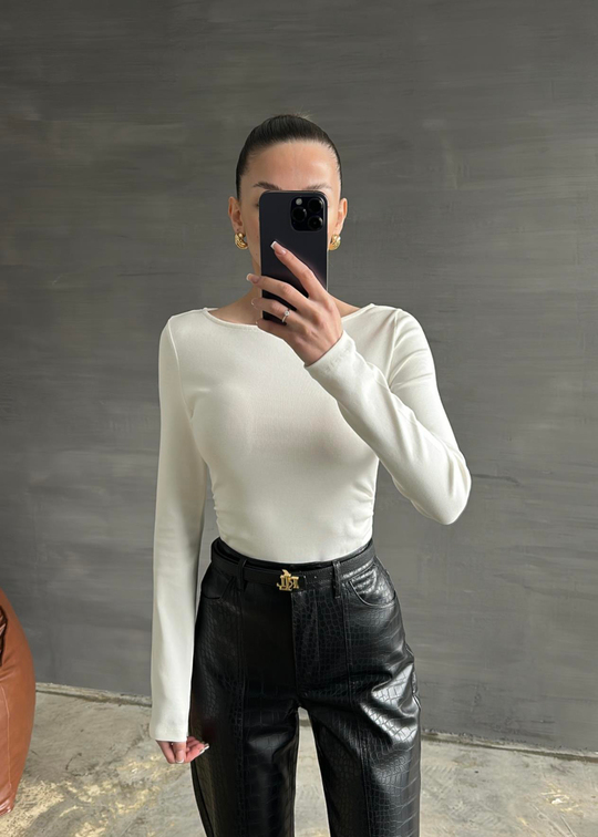 Kayık Yaka Dilvin Bluz EKRU