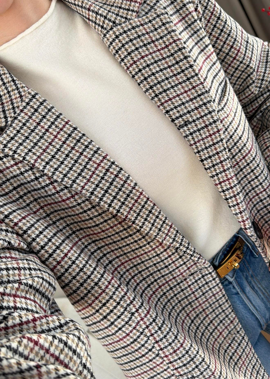 Kazayağı Desenli Blazer Ceket RENKLİ