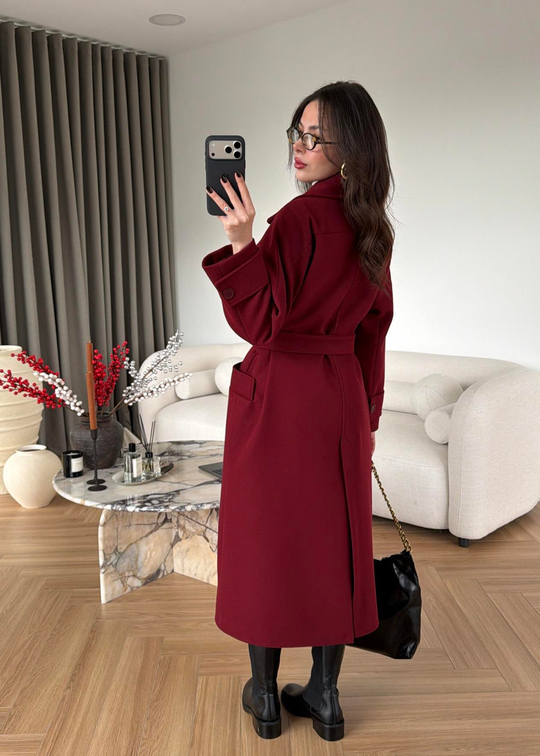 Kelebek Yakalı Kaban BORDO