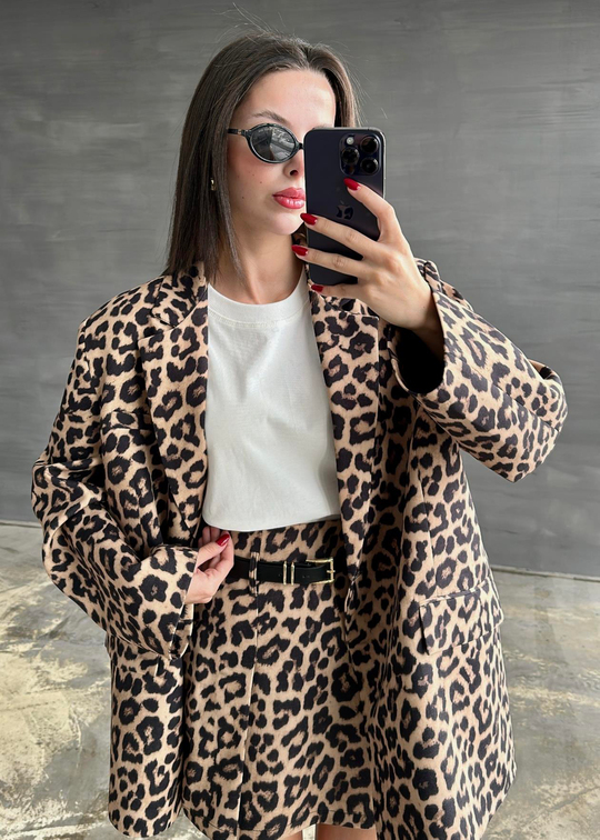 Kemerli Mini Şort Etek LEOPAR